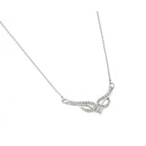 Sterling Silver Rhodium Plated Clear CZ Tribal Design Pendant Necklace