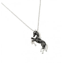 Load image into Gallery viewer, Nickel Free Rhodium Plated Sterling Silver Stylish Black Horse Necklace