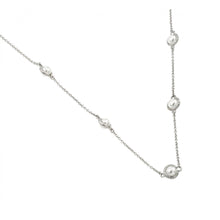 Load image into Gallery viewer, Nickel Free Rhodium Plated Sterling Silver Round Pearl Inlay Necklace