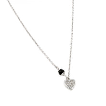 Load image into Gallery viewer, Nickel Free Rhodium Plated Sterling Silver Paved CZ Heart Necklace with Round Black Diamond Cut CZ StoneAnd Heart Dimensions of 9MMx8MM