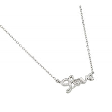 Load image into Gallery viewer, Nickel Free Rhodium Plated Sterling Silver Elegant Cursive Love Necklace with Clear CZ Stones