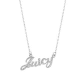 Sterling Silver Rhodium Plated Necklace with Paved Cz Juicy PendantAnd Spring Clasp ClosureAnd Length of 16  with 2  extension