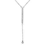 Sterling Silver Rhodium Plated Necklace with Dangling Cz Bar and Round Charm PendantAnd Spring Clasp ClosureAnd Length of 16  with 2  extension
