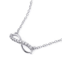 Load image into Gallery viewer, Sterling Silver Infinity Symbol Pendant Inlaid with Clear Cz Stones Necklace, Length of 16"+2" Extension