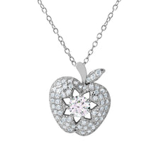Load image into Gallery viewer, Sterling Silver Rhodium Plated Stylish Apple Necklace with Star DesignAnd Paved with CZ StonesAnd Chain Length of 16   1  Extension