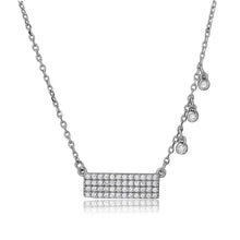 Load image into Gallery viewer, Sterling Silver Bar with 3 Hanging CZ Stones Necklace