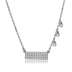 Sterling Silver Bar with 3 Hanging CZ Stones Necklace