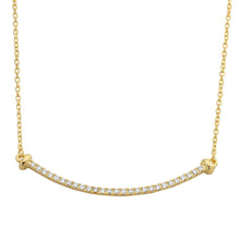 Load image into Gallery viewer, Sterling Silver Gold Plated Curved CZ Bar Necklace