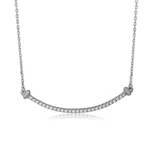 Load image into Gallery viewer, Sterling Silver Rhodium Plated CZ Curve Line Necklace
