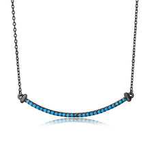 Load image into Gallery viewer, Sterling Silver Black Rhodium Plated Line Turquoise Stone Necklace