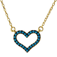 Load image into Gallery viewer, Sterling Silver Gold Plated Open Heart Turquoise Stones Necklace