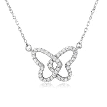 Load image into Gallery viewer, Sterling Silver Rhodium Plated Open CZ Butterfly Necklace