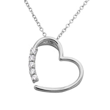 Load image into Gallery viewer, Sterling Silver Rhodium Plated Open CZ Heart Necklace