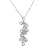 Sterling Silver Rhodium Plated Multi CZ Drop Necklace