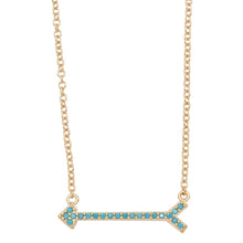 Load image into Gallery viewer, Sterling Silver Gold Arrow Necklace With Turquoise Stones