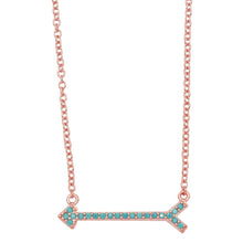 Load image into Gallery viewer, Sterling Silver Rose Gold Arrow Necklace With Turquoise Stones
