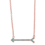 Sterling Silver Rose Gold Arrow Necklace With Turquoise Stones