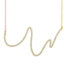 Load image into Gallery viewer, Sterling Silver Gold Plated Wave Design with CZ Necklace