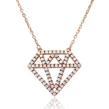 Load image into Gallery viewer, Sterling Silver Rose Gold Plated Diamond Outline CZ Necklace