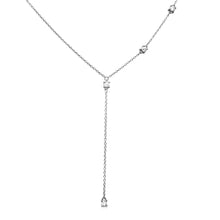 Load image into Gallery viewer, Sterling Silver Rhodium Plated Dropped Round CZ Necklace