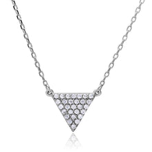 Load image into Gallery viewer, Sterling Silver Rhodium Plated CZ Encrusted Triangle Shape Necklace