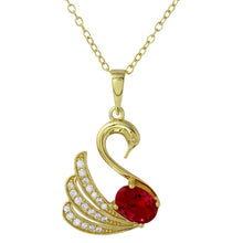 Load image into Gallery viewer, Sterling Silver Gold Plated Swan Necklace with CZ