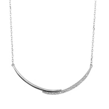 Load image into Gallery viewer, Sterling Silver Rhodium Plated Double Curve Necklace with CZ