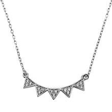 Load image into Gallery viewer, Sterling Silver Rhodium Plated 5 CZ Encrusted Triangle Necklace