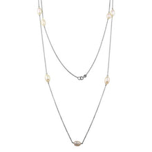Load image into Gallery viewer, Sterling Silver Rhodium Plated Fresh Water Pearls Necklace