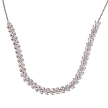 Load image into Gallery viewer, Sterling Silver Rhodium Plated Adjustable Leaf Link CZ Necklace