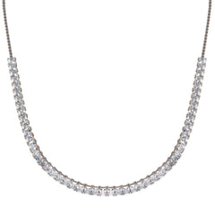 Sterling Silver Rhodium Plated Adjustable Tennis CZ Necklace