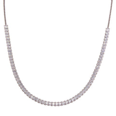 Sterling Silver Rhodium Plated Adjustable Tennis CZ Necklace