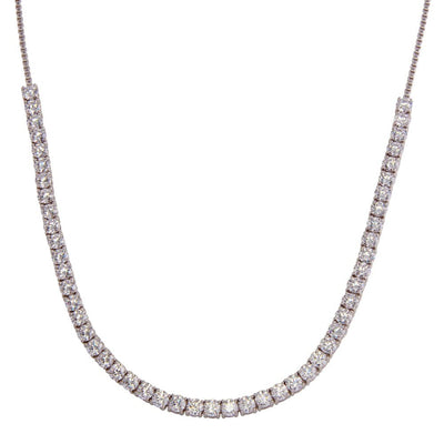 Sterling Silver Rhodium Plated Adjustable Tennis CZ Necklace