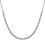 Sterling Silver Rhodium Plated Adjustable Tennis CZ Necklace