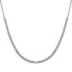 Sterling Silver Rhodium Plated Adjustable Tennis CZ Necklace
