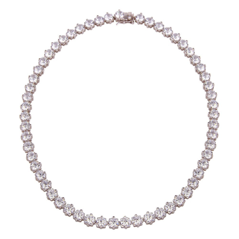 Sterling Silver Rhodium Plated Tennis  CZ Bridal Necklace