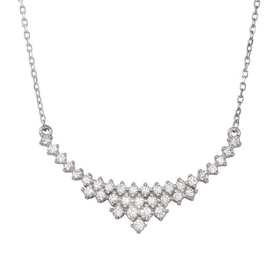 Sterling Silver Rhodium Plated Curved Pendant Necklace
