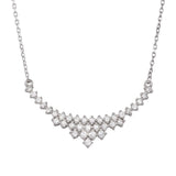 Sterling Silver Rhodium Plated Curved Pendant Necklace