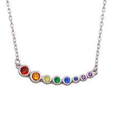 Load image into Gallery viewer, Sterling Silver Black Rhodium Plated Multi-Colored Graduated CZ Necklace
