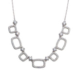 Sterling Silver Rhodium Plated 5 Open Square CZ Necklace