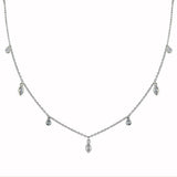 Sterling Silver Rhodium Plated Round and Marquise Shape CZ Charm Necklace