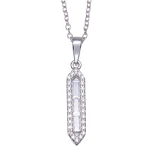 Load image into Gallery viewer, Sterling Silver Rhodium Plated Baguette Vertical Bar CZ Necklace