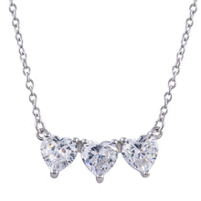 Load image into Gallery viewer, Sterling Silver Rhodium Plated 3 CZ Hearts Necklace - silverdepot