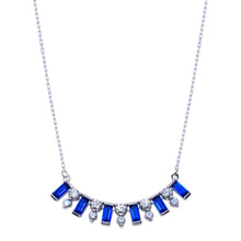 Load image into Gallery viewer, Sterling Silver Rhodium Plated Clear and Blue CZ Necklace