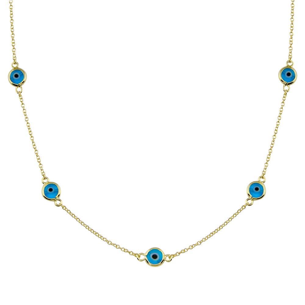 Sterling Silver Gold Plated Evil Eye by the Yard Necklace
