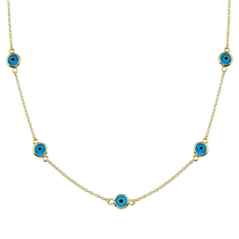 Sterling Silver Gold Plated Evil Eye by the Yard Necklace