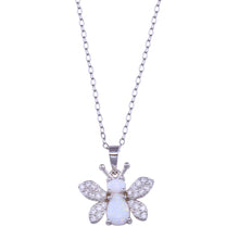 Load image into Gallery viewer, Sterling Silver Rhodium Plated Multicolor Bee CZ Necklace