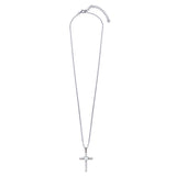 Sterling Silver Rhodium Plated Cross Heart Opal Clear CZ Necklace