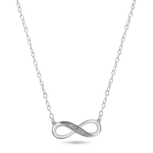 Load image into Gallery viewer, Sterling Silver Infinity Design Rhodium Plated CZ Necklaces, Length 16&quot;+2&quot; Extension
