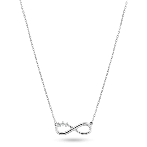 Sterling Silver Rhodium Plated Infinity Design CZ Necklaces, Length 16"+2" Extension
